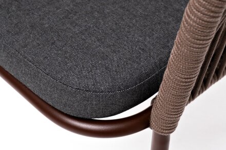 Плетеный стул из роупа Лион коричневый, ткань темно-серая в Москве 