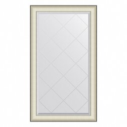 Зеркало с гравировкой в багетной раме Evoform белая кожа с хромом 78 мм 74х129 см