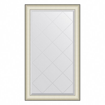 Зеркало с гравировкой в багетной раме Evoform белая кожа с хромом 78 мм 74х129 см в Москве 