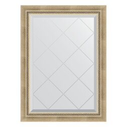 Зеркало с гравировкой в багетной раме Evoform состаренное серебро с плетением 70 мм 63x86 см