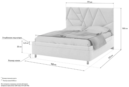 Мягкая кровать Геометрия в Москве 