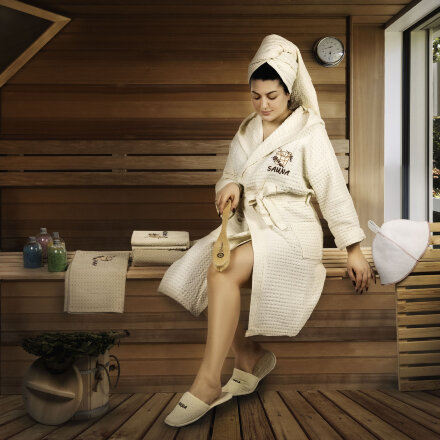 Полотенце вафельное Asil sauna beige 150x200 в Москве 