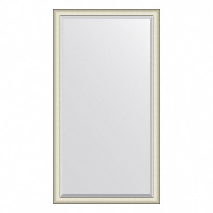 Зеркало напольное с фацетом в багетной раме Evoform белая кожа с хромом 78 мм 109х200 см в Москве 