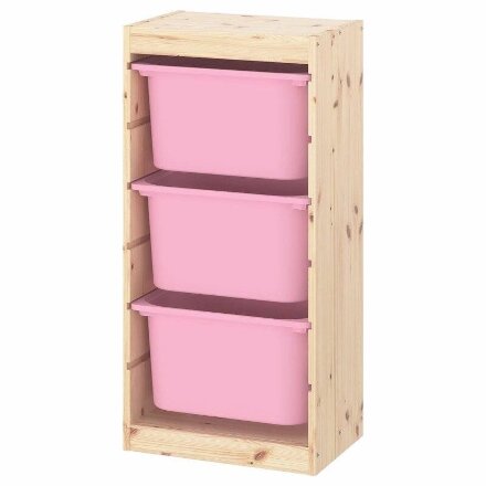Ящик для хранения с контейнерами TROFAST 3Б розовый Икеа в Москве 