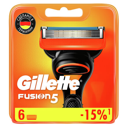 Сменные кассеты для мужской бритвы Gillette Fusion5 Power, с 5 лезвиями, c точным триммером для труднодоступных мест, для гладкого бритья надолго, 6 шт в Москве 
