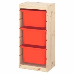 Ящик для хранения с контейнерами TROFAST 3Б красный Икеа
