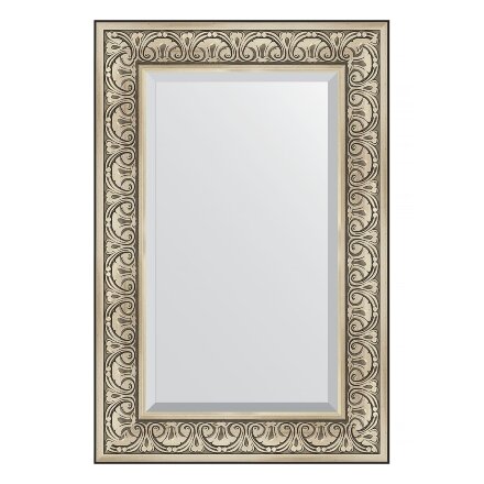 Зеркало с фацетом в багетной раме Evoform барокко серебро 106 мм 60х90 см в Москве 