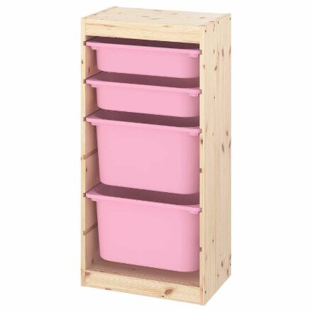 Ящик для хранения с контейнерами TROFAST 2М/2Б розовый Икеа в Москве 