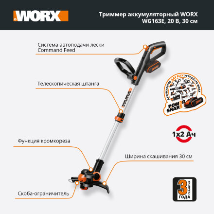 Триммер WORX WG163E.9 без АКБ и ЗУ в Москве 