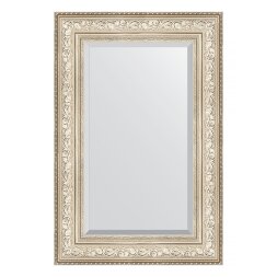 Зеркало с фацетом в багетной раме Evoform виньетка серебро 109 мм 60х90 см