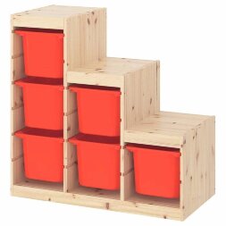 Ящик для хранения с контейнерами TROFAST 6Б красный Икеа