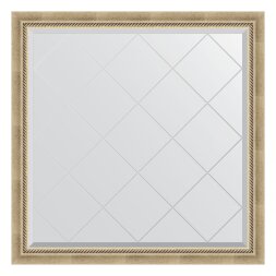 Зеркало с гравировкой в багетной раме Evoform состаренное серебро с плетением 70 мм 103x103 см