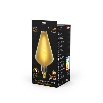 Лампа Gauss filament vase e27 8.5w amber 2000k в Москве 