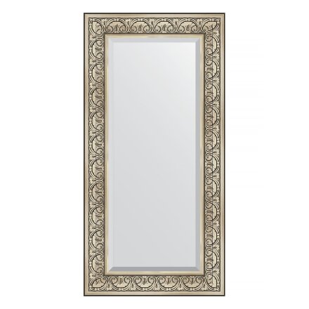 Зеркало с фацетом в багетной раме Evoform барокко серебро 106 мм 60х120 см в Москве 