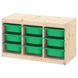 Ящик для хранения с контейнерами TROFAST 9М зеленый Икеа