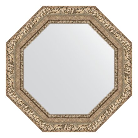 Зеркало в багетной раме Evoform виньетка античное серебро 85 мм 60x60 см в Москве 