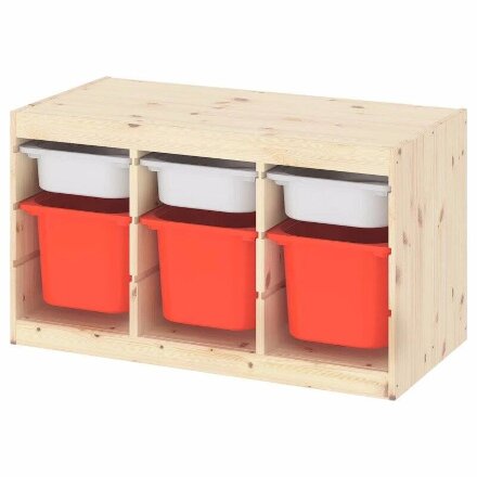 Ящик для хранения с контейнерами TROFAST 3М/3Б белый/красный Икеа в Москве 