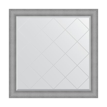 Зеркало с гравировкой в багетной раме Evoform серебряная кольчуга 88 мм 107x107 см в Москве 