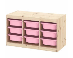 Ящик для хранения с контейнерами TROFAST 9М розовый Икеа