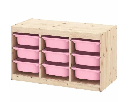 Ящик для хранения с контейнерами TROFAST 9М розовый Икеа в Москве 