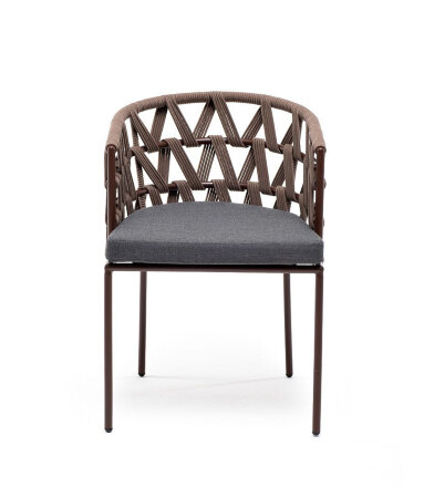 Плетеный стул из роупа Диего серо-коричневый в Москве 