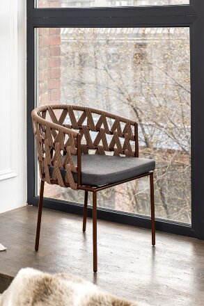 Плетеный стул из роупа Диего серо-коричневый в Москве 