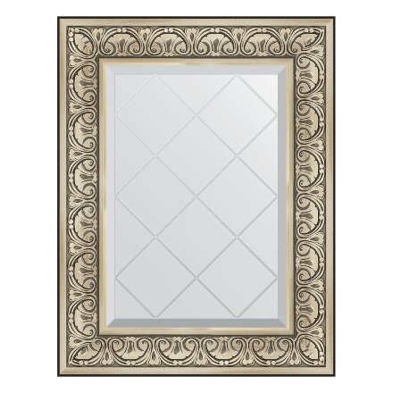 Зеркало с гравировкой в багетной раме Evoform барокко серебро 106 мм 60x77 см в Москве 