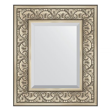 Зеркало с фацетом в багетной раме Evoform барокко серебро 106 мм 50х60 см в Москве 