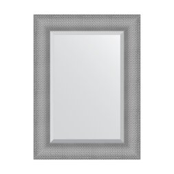 Зеркало с фацетом в багетной раме Evoform серебряная кольчуга 88 мм 57x77 см
