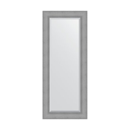 Зеркало с фацетом в багетной раме Evoform серебряная кольчуга 88 мм 57x137 см в Москве 