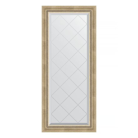 Зеркало с гравировкой в багетной раме Evoform состаренное серебро с плетением 70 мм 53x123 см в Москве 
