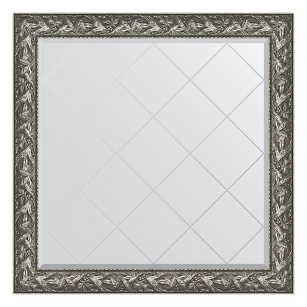 Зеркало с гравировкой в багетной раме Evoform византия серебро 99 мм 109x109 см в Москве 
