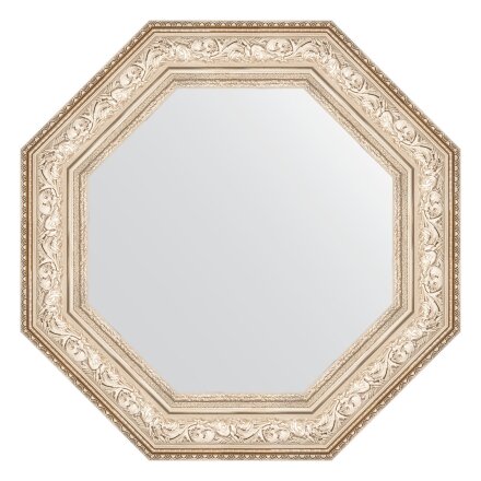 Зеркало в багетной раме Evoform виньетка серебро 109 мм 70,6х70,6 см в Москве 