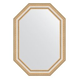 Зеркало в багетной раме Evoform золотые бусы на серебре 60 мм 51x71 см