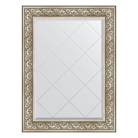 Зеркало с гравировкой в багетной раме Evoform барокко серебро 106 мм 80x107 см в Москве 