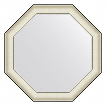 Зеркало в багетной раме Evoform белая кожа с хромом 78 мм 74х74 см в Москве 