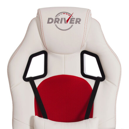 Кресло компьютерное TC Driver искусственная кожа белое с красным 55х49х126 см в Москве 