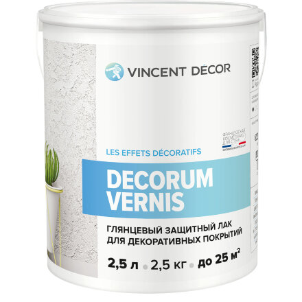 Лак защитный для декоративных покрытий Vincent Decor Decorum Vernis глянцевый 2,5 л в Москве 