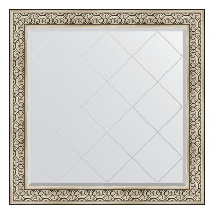 Зеркало с гравировкой в багетной раме Evoform барокко серебро 106 мм 110x110 см в Москве 
