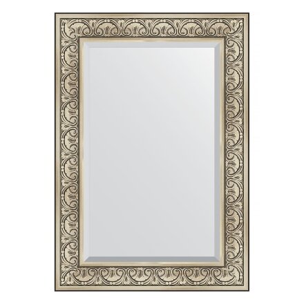 Зеркало с фацетом в багетной раме Evoform барокко серебро 106 мм 70х100 см в Москве 