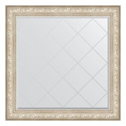 Зеркало с гравировкой в багетной раме Evoform виньетка серебро 109 мм 110x110 см