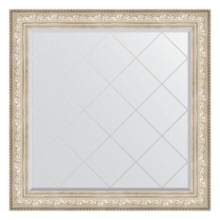 Зеркало с гравировкой в багетной раме Evoform виньетка серебро 109 мм 110x110 см в Москве 