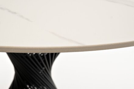 Обеденный интерьерный стол Луна из керамики, белый глянцевый в Москве 