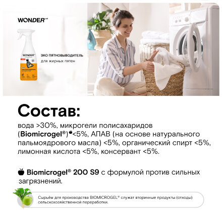 Пятновыводитель для жирных пятен WONDER LAB экологичный, 550 мл в Москве 