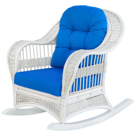 Кресло-качалка Rattan grand white с подушками в Москве 