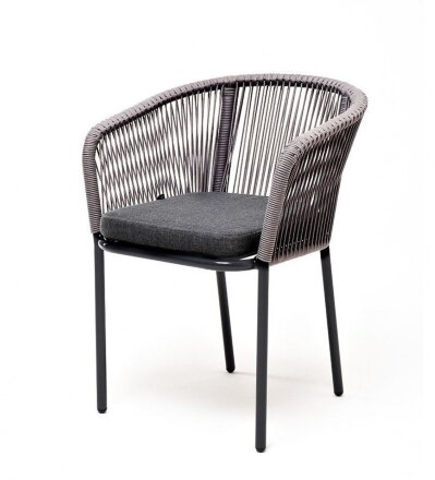 Плетеный стул из роупа Марсель серый меланж в Москве 