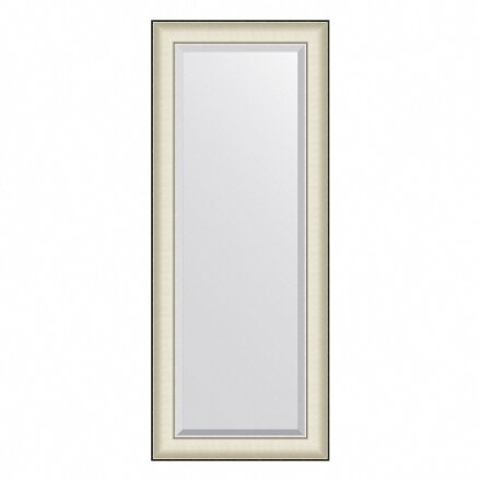 Зеркало с фацетом в багетной раме Evoform белая кожа с хромом 78 мм 54х134 см в Москве 
