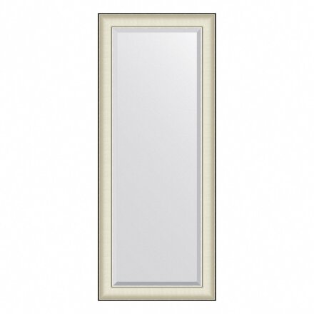 Зеркало с фацетом в багетной раме Evoform белая кожа с хромом 78 мм 59х144 см в Москве 