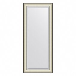 Зеркало с фацетом в багетной раме Evoform белая кожа с хромом 78 мм 64х154 см