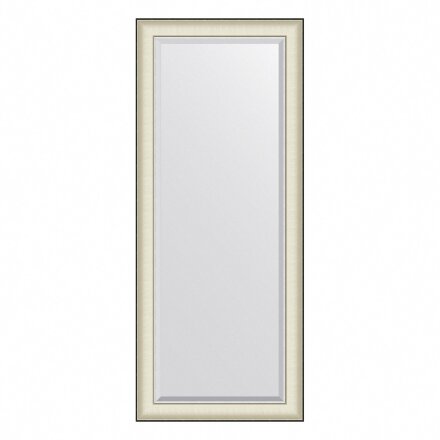 Зеркало с фацетом в багетной раме Evoform белая кожа с хромом 78 мм 64х154 см в Москве 